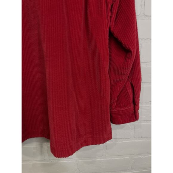 LL Bean Red Corduroy Button Down Shirt | Mens Medium | Flannel Lined Shacket VTG - Picture 8 of 10